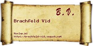 Brachfeld Vid névjegykártya